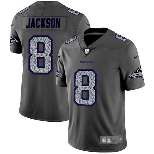 Men Baltimore Ravens #8 Jackson Nike Teams Gray Fashion Static Limited NFL Jerseys